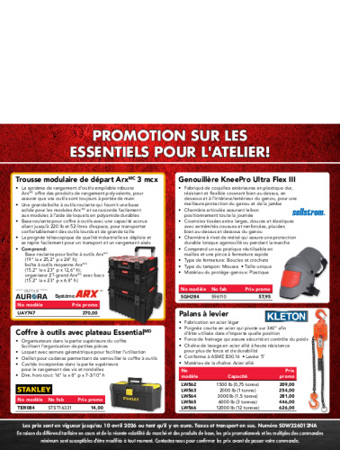 Essentiels pour l'atelier